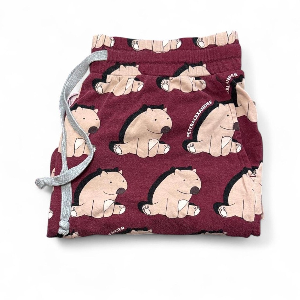 Peter Alexander Maroon Wombat Patterned Pyjama Pajama Sleep Shorts — LARGE - Picture 6 of 7